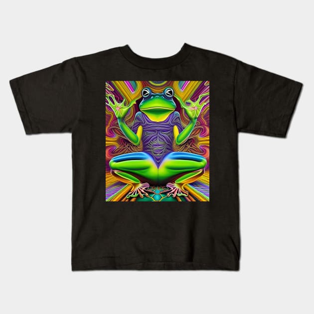 Frogger Spirit Animal (12) - Trippy Psychedelic Frog Kids T-Shirt by TheThirdEye